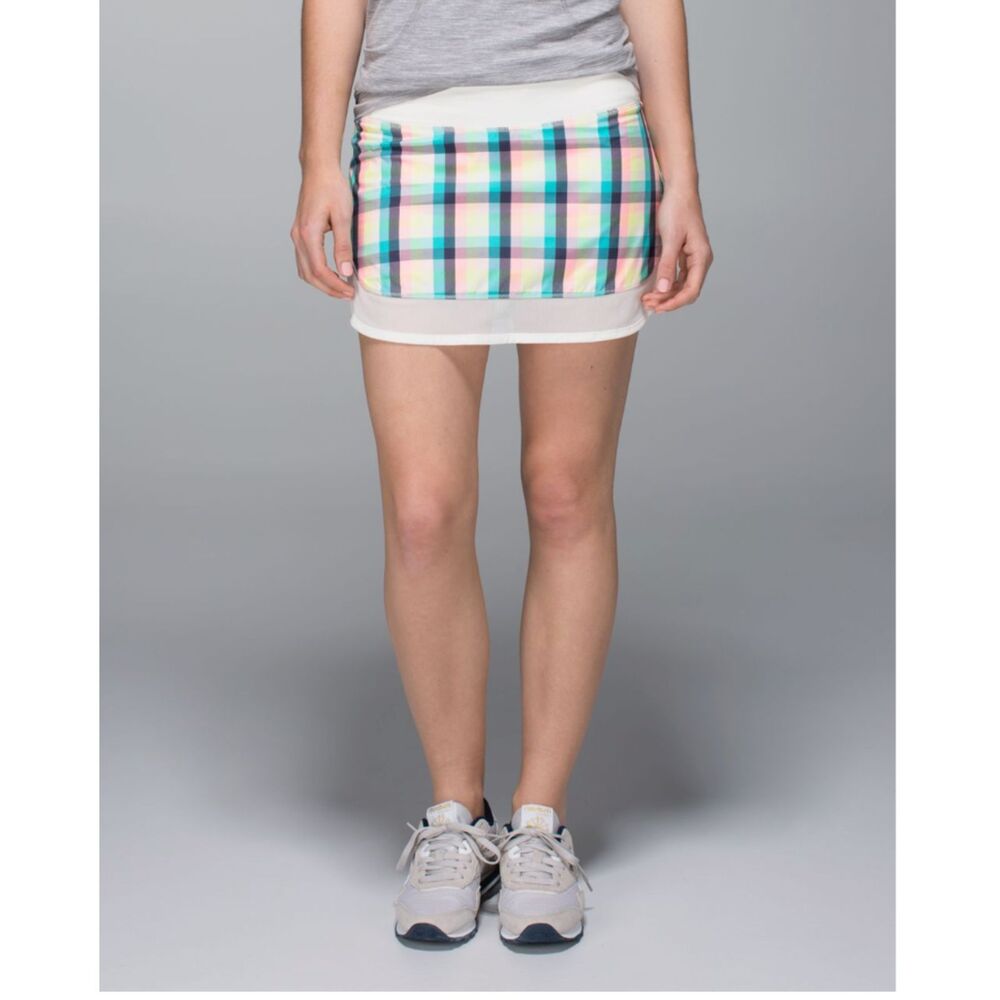 Lululemon Wee Wheezy Check Bleached Coral Cadet Blue / Angel Wing 8